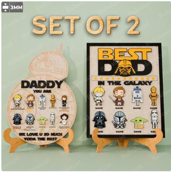 Letrero Personalizado Con El Nombre De Papa E Hijos De Star Wars Creativo Digital